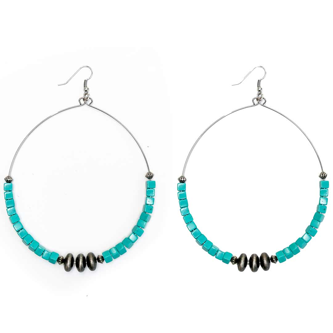 West & Co Jewelry Turquoise Square Bead Hoop Earrings