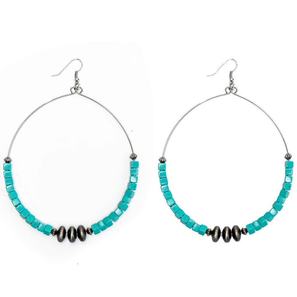 West & Co Jewelry Turquoise Square Bead Hoop Earrings