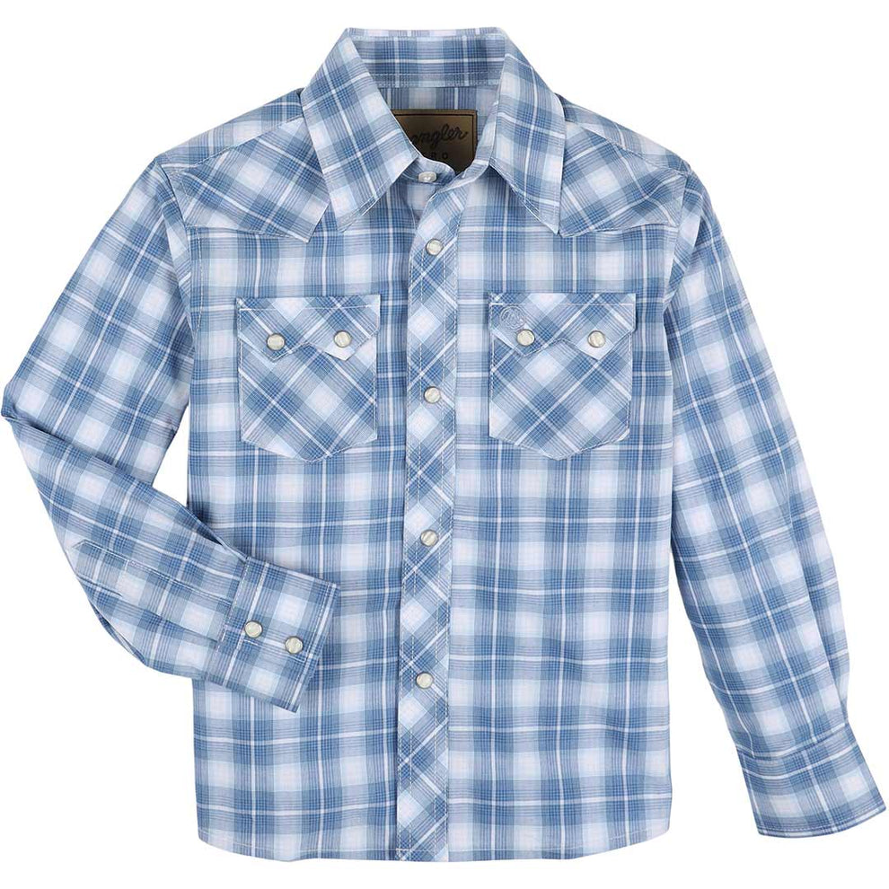 Wrangler Boys' Ombre Plaid Snap Shirt