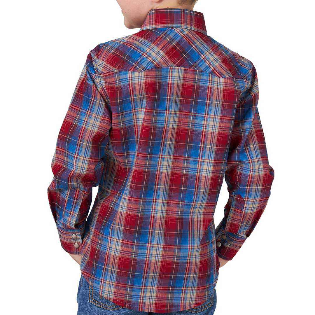 Wrangler Boys' Retro Sawtooth Plaid Snap Shirt
