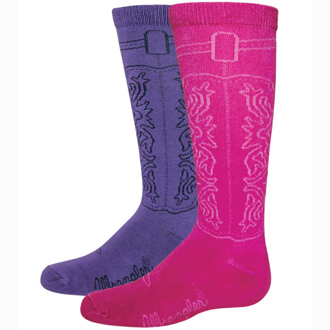 Wrangler Girl's 2 Pack Cowgirl Boot Socks