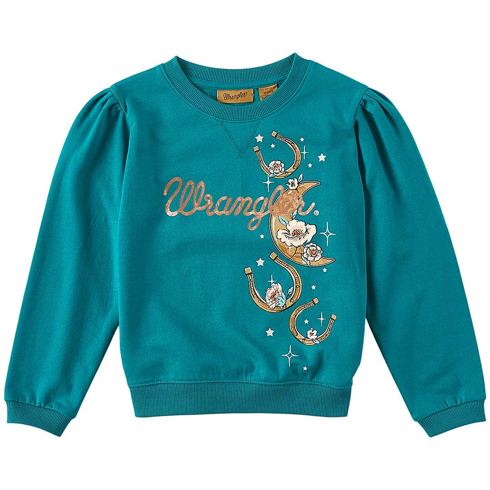 Wrangler Girls' Moon Graphic Puff Sleeve Sweatshirt