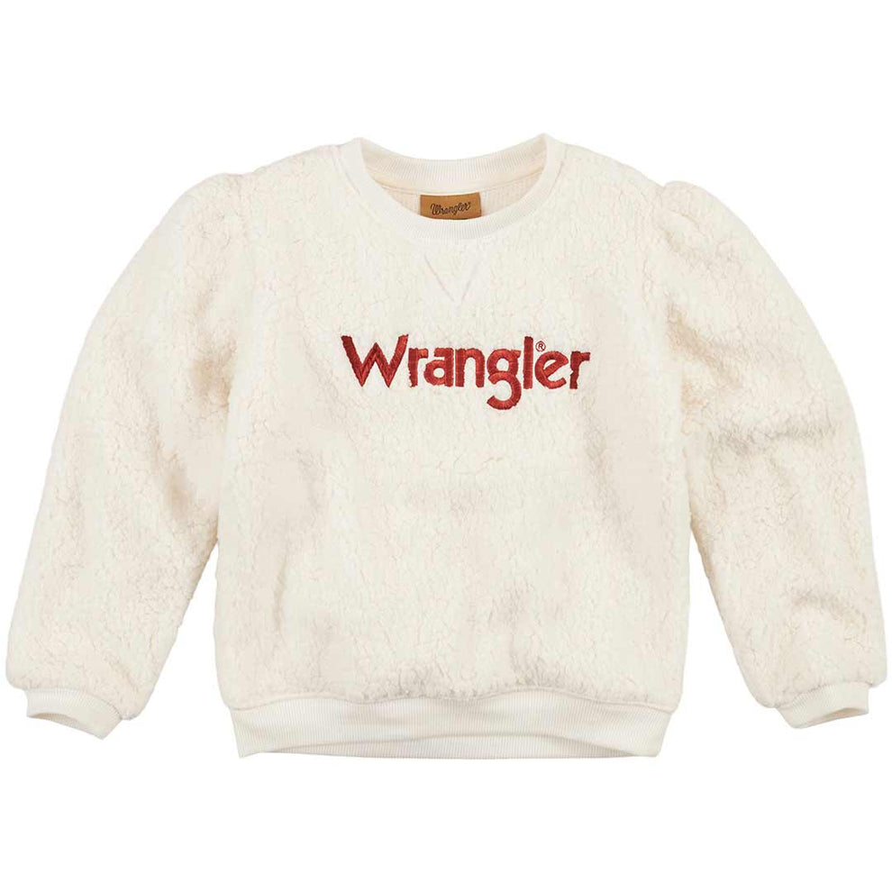 Wrangler Girls' Puff Sleeve Sherpa Pullover