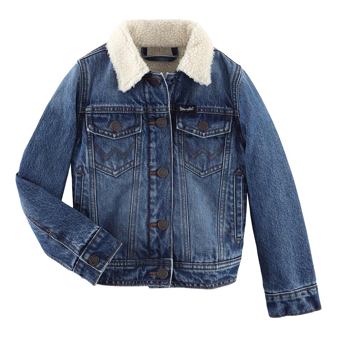 Wrangler Girls' Sherpa Line Denim Trucker Jacket