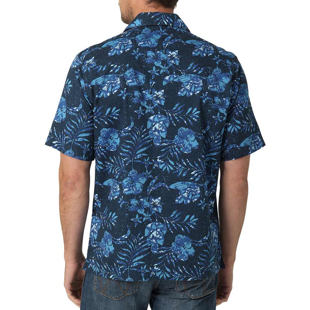 Wrangler Men's Coconut Cowboy Lush Leaf Print Short Sleeve Snap Camp Shirt