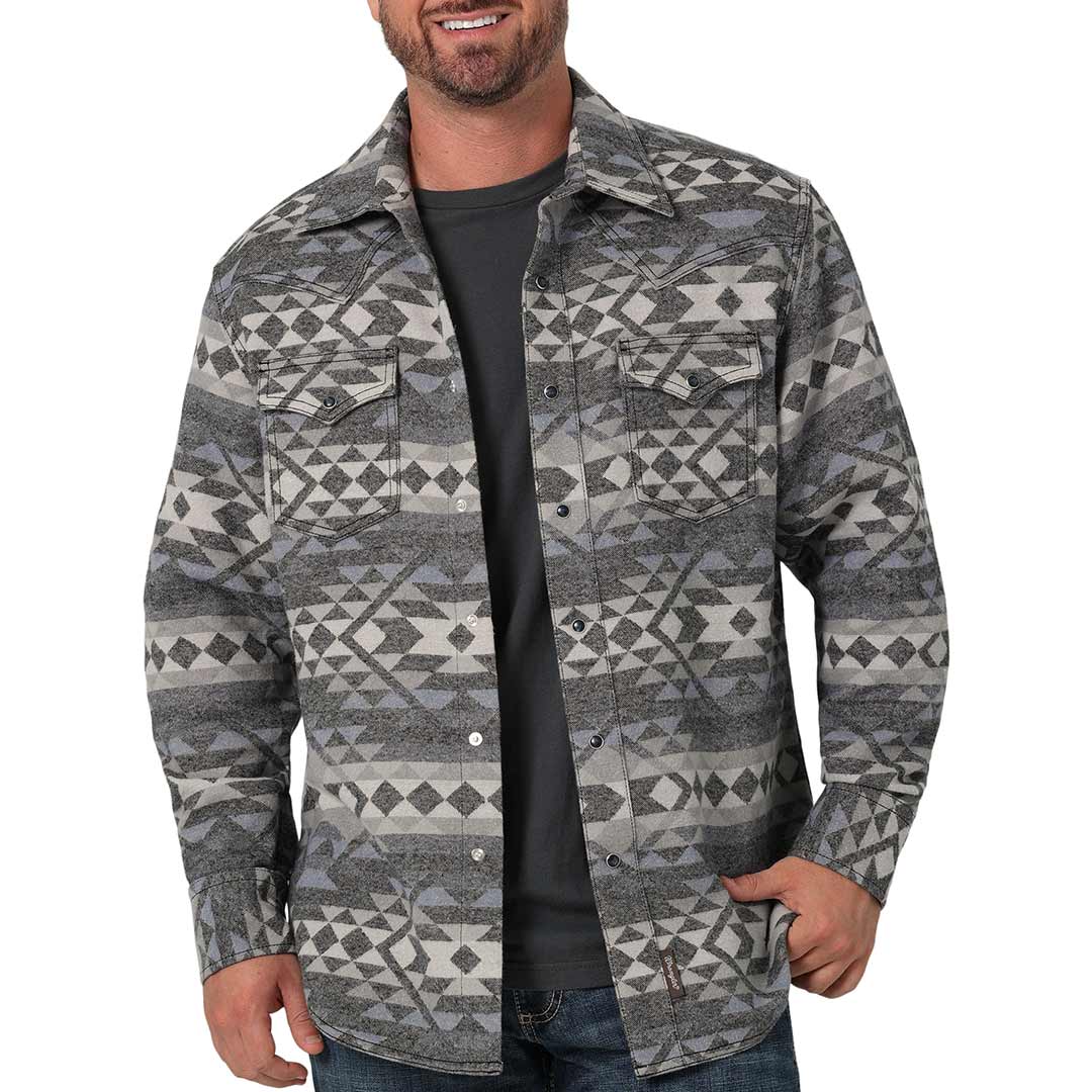 Wrangler Men's Retro Premium Jacquard Snap Shirt Jacket