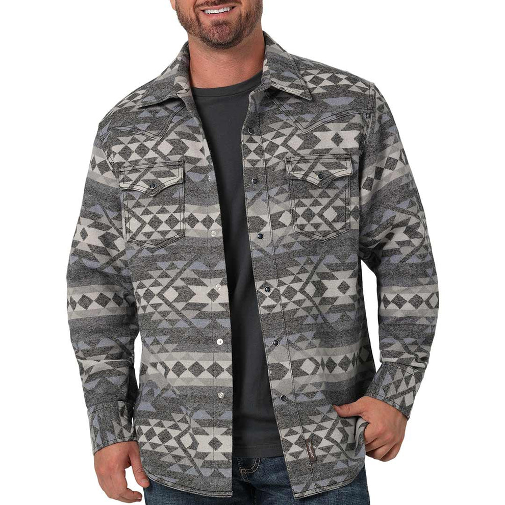 Wrangler Men's Retro Premium Jacquard Snap Shirt Jacket