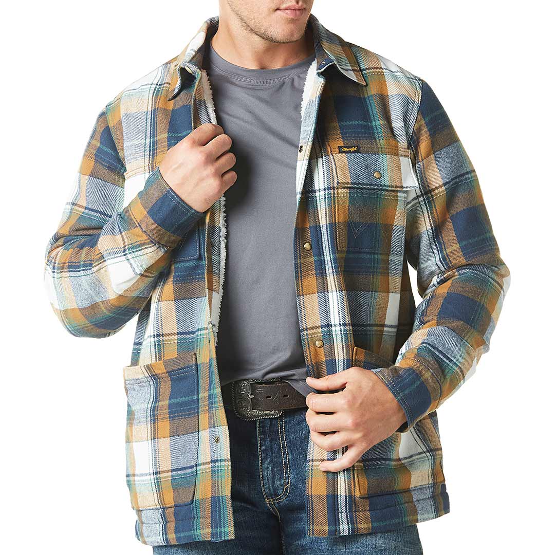 Wrangler Men's Sherpa Lined Flannel Shirt Jacket