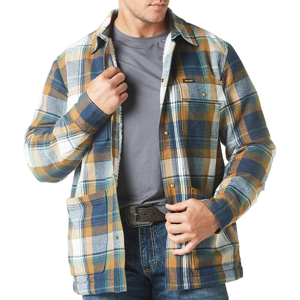 Wrangler Men's Sherpa Lined Flannel Shirt Jacket