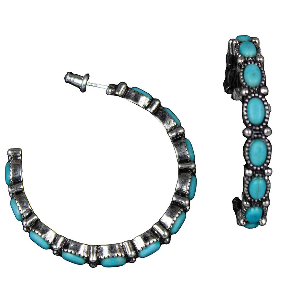Wyo-Horse Turquoise Stone Open Loop Earrings