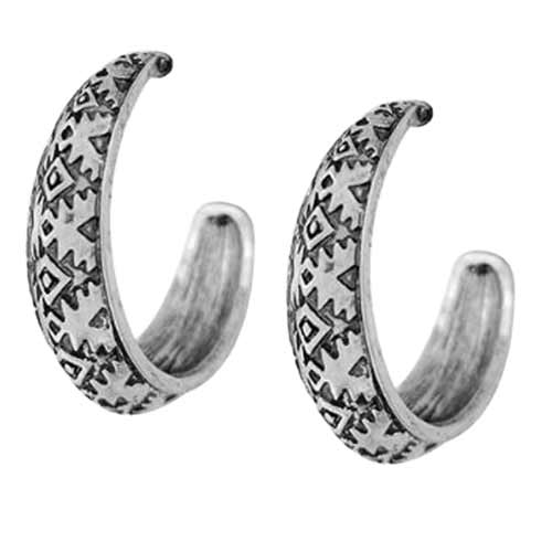 Wyo-Horse Women's Thin Navajo Pattern Hoop Earrings